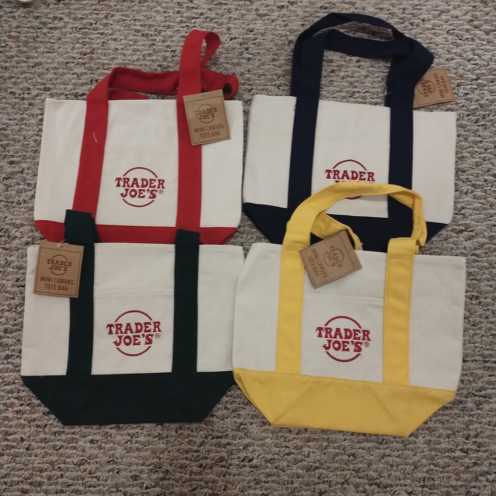 Trader Joe's Canvas Mini Tote Bag - Assorted Trim Colors